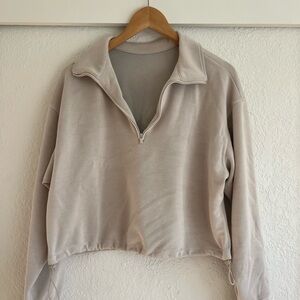 T.J.Maxx Beige Quarter-Zip Sweatshirt